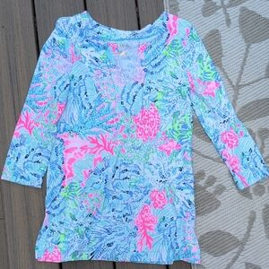 Lilly Pulitzer Blue and Pink Patterned Top